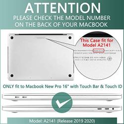 Batianda Hard Case for MacBook Pro 16 inch 2019 2020 Release A2141 Ultra Slim Plastic Protective Shell Case & Keyboard Cover Compatible with Newest MacBook Pro 16 Touch Bar, Blue Ink