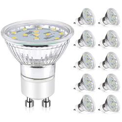 Ascher GU10 LED Light Bulbs, 50W Halogen Bulbs Equivalent, 4W, 400 Lumens, Non-Dimmable, 5000K Daylight White,120° Beam Angle, LED Bulbs for Recessed Track Lighting , GU10 Base, Pack of 10