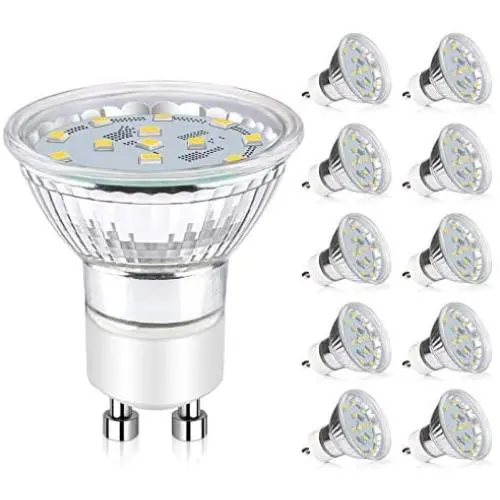 Ascher GU10 LED Light Bulbs, 50W Halogen Bulbs Equivalent, 4W, 400 Lumens, Non-Dimmable, 5000K Daylight White,120° Beam Angle, LED Bulbs for Recessed Track Lighting , GU10 Base, Pack of 10