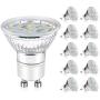 Ascher GU10 LED Light Bulbs, 50W Halogen Bulbs Equivalent, 4W, 400 Lumens, Non-Dimmable, 5000K Daylight White,120° Beam Angle, LED Bulbs for Recessed Track Lighting , GU10 Base, Pack of 10