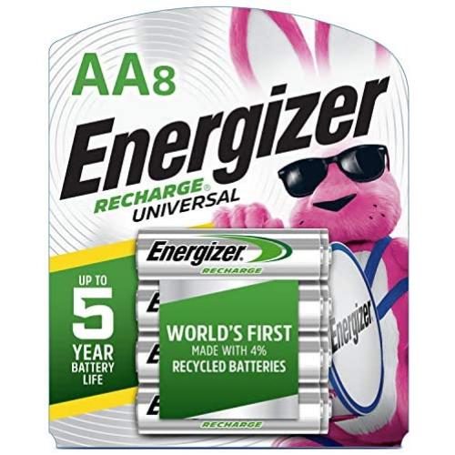 Energizer Rechargeable AA Batteries, 2,000 mAh NiMH, Pre-charged, Chargeable for 1,000 Cycles, 8 Count (Recharge Universal)