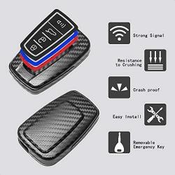 TANGSEN Smart Key Fob Case for TOYOTA AVALON CAMRY COROLLA HATCHBACK C-HR PRIUS PRIME RAV4 2 3 4 Button Keyless Entry Remote Protective Cover Plastic 3D Carbon Fiber Emboss Silicone Rubber