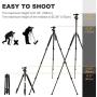 K&F Concept 62 DSLR Tripod, Lightweight and Compact Aluminum Camera Tripod with 360 Panorama Ball Head Quick Release Plate for Travel and Work (TM2324 Black)