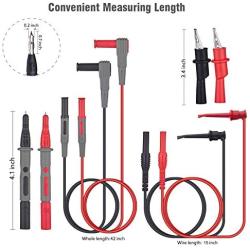 Multimeter Electronic Test Lead Kit with Insulation Alligator Clips WGGE WG-012 clamp meter, 42 inch PVC Lead Extensions, Plunger Mini-Hooks and 4 inch Heavy Duty Test Probe