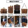 TIDING Mens Leather 17.3 Inch Laptop Backpack Convertible Briefcase Messenger Bag - Brown