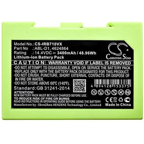 Battery Replacement for iRobot 4624864 ABL-D1 (3400mAh /48.96Wh,Volts:14.40V,Li-ion)