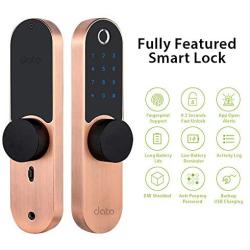 DATO Smart Lock L-F500, Keyless Entry Front Door Locks Homekit locksets for Exterior, Fingerprint, Digital Electronic Keypad, Bluetooth,Quickset, w/ App, for AirBnB, Home, Rose Gold