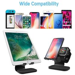 Apple Watch Stand, ZVEdeng Phone and Apple Watch Stand, Apple Watch Charging Station Stand Dock, Universal Stand Holder for iPhone 12 Pro Max/12/12 Pro/12 Mini Apple Watch 38mm-42mm-Black Leather