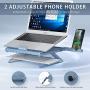 Laptop Stand Ergonomic, Jelly Comb Multi-Angle Adjustable Laptop Riser with Built-in Foldable Legs and Phone Holder, Ventilated Notebook Stand Tray for MacBook, Desktop Computer, Tablet (Blue Grey)