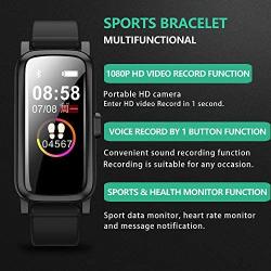 Wearable IP68 Waterproof Smart Watch with Mini Spy Camera Hidden Invisible Cam Lens Hole Touchscreen 1080P Video Voice Record, Fitness Tracker Bracelet Wristband Spy Watch for Smartphone (32GB)