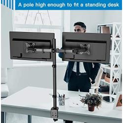 HUANUO Dual Monitor Stand with Extra Tall Pole 39.37 inch, Fully Adjustable Monitor Mount, C Clamp & Grommet Mounting Base