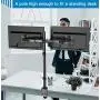 HUANUO Dual Monitor Stand with Extra Tall Pole 39.37 inch, Fully Adjustable Monitor Mount, C Clamp & Grommet Mounting Base