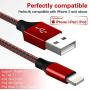 UNEN iPhone Charger Cable(3/3/6/6/10FT)5 Pack Nylon Braided-Black and Red