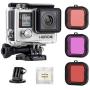 GEPULY Standard Waterproof Housing Case with Dive Filters for GoPro Hero 4, Hero 3+, Hero3 Action Cameras - 147 ft (45M) Underwater Photography - with Red, Light Red, Magenta Filters