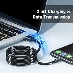Magnetic Phone Charge Cable,(1.8M/6FT) USB Type C Retractable Fast Charging Cord Self Winding Super Organized Neatly Arranged Nano Portable 360 Degree Coiling Data Cords for Android Device