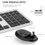 iClever GK08 Wireless Keyboard and Mouse - Rechargeable Wireless Keyboard Ergonomic Full Size Design with Number Pad, 2.4G Stable Connection Slim White Keyboard and Mouse for Windows, Mac OS Computer