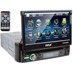 Pyle Single DIN Head Unit Receiver - In-Dash Car Stereo with 7” Multi-Color Touchscreen Display - Audio Video System with Bluetooth for Wireless Music Streaming & Hands-free Calling - PLTS78DUB, BLACK