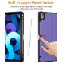 DTTO Case for iPad Air 4 2020, iPad 10.9 Case, Double-fold Folio Stand Shockproof TPU Back Cover with Built-in Apple Pencil Holder - Auto Wake/Sleep and Multiple Viewing Angles, Purple