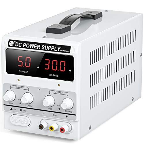 RoMech 30V 5A DC Power Supply Variable - Adjustable Switching DC Regulated Bench Power Supply (Stable Outputs, Alligator Leads & Spare Fuse Included)
