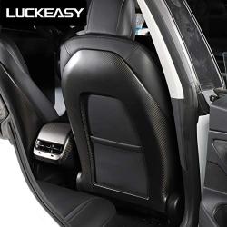 LUCKEASY True Carbon Fiber Seat Back for Tesla Model 3 2018-2020 Seat Back Protection Patch (Carbon Matt) 2pcs/Set