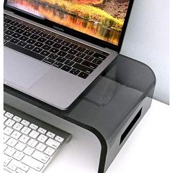 Adorox 12mm Thickness Heavy Duty 17 Monitor Stand Riser Computer Stand PC Desk Stand for Keyboard Storage & Multi-Media Laptop Printer TV Screen (Smoke Gray, 17)