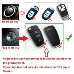 M.JVisun Soft Silicone Rubber Carbon Fiber Texture Case for Audi Flip Car Remote Key Fob Cover for Audi A1 A3 A4 A6 A8 Quattro Q2 Q3 Q7 R8 RS3 RS6 S3 S6 TT TTS Remote Key - Black - Round Keychain
