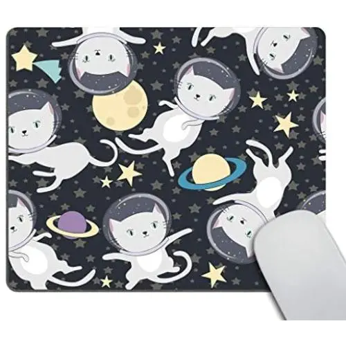 Smooffly Gaming Mousepad Custom,Fun cat Astronaut in Space Mouse pad Non-Slip Rubber Comfortable Customized Computer Mouse Pad