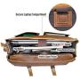 Polare 17'' Mens Full Grain Leather Laptop Briefcase Business Messenger Bag Satchel With YKK Metal Zippers
