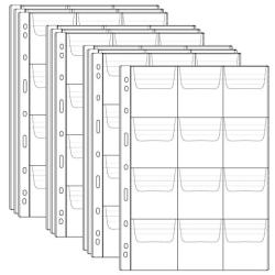 Homgaty 10 Sheet Plastic Coin Pocket Page Clear Coin Holders Stamp Coin Collector Binder Sheets Currency Collecting Album Supplies (12 Pocket Pages)