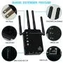 1200Mbps WiFi Range Extender WiFi Repeater Wireless Signal Booster, 2.4 & 5GHz Dual Band Extender with Ethernet Port and 4 Antenna