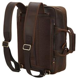 TIDING Mens 17.3 Inch Leather Convertible Backpack Large Capacity Laptop Briefcase Messenger Bag with YKK Zipper