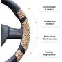 BOKIN Steering Wheel Cover, Microfiber Leather and Viscose, Breathable, Anti-Slip, Odorless, Warm in Winter and Cool in Summer, Universal 15 Inches (Tan)