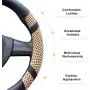 BOKIN Steering Wheel Cover, Microfiber Leather and Viscose, Breathable, Anti-Slip, Odorless, Warm in Winter and Cool in Summer, Universal 15 Inches (Tan)