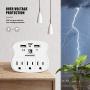 Multiple Outlet Wall Plug Expander - Surge Protector 490 Joules Outlet Extender 3 Plug Outlet with 2 USB Charger Ports Wall Mount Adapters ETL Certified for Home/School/Office Use