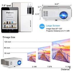 Portable WiFi Projector Android 7.1 Wireless Bluetooth Home Theater Mini Outdoor Projector 3000 Lumen 1080P Smart Projector Airplay Miracast for Smartphone Laptop PS4 Video Game Movie HDMI USB VGA