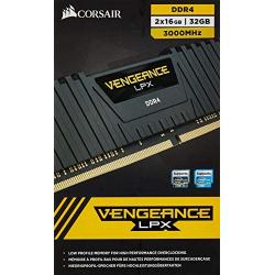 Corsair CMK32GX4M2D3000C16 Vengeance LPX 32GB (2 x 16GB) DDR4 3000 (PC4-24000) C16 1.35V Desktop Memory Black
