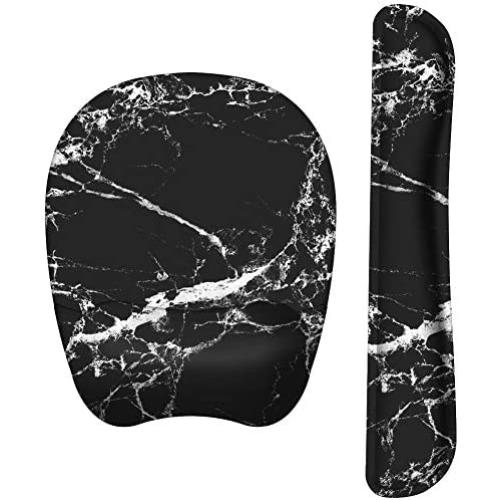 Holilife Memory Foam Set Keyboard Wrist Rest Pad & Mouse Wrist Rest Support,Ergonomic Design for Office,Home Office,Laptop,Desktop Computer,Gaming Keyboard,Black Marble