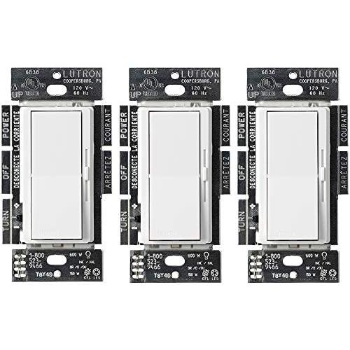 Lutron Diva LED+ Dimmer for Dimmable LED, Halogen and Incandescent Bulbs | Single-Pole or 3-Way | DVCL-153P-WH-3 | White (3 Pack)
