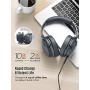 Mpow Active Noise Cancelling Headphones, 45Hrs Playtime Bluetooth Headphones with Microphone, Quick Charge, Deep Bass, Wired Wireless Headset for Kids, Adults, TV, Online Class, Office，Grey