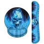 Meffort Inc Mouse Pad Wrist Support & Gaming Keyboard Wrist Pad Combo Set – Durable Ergonomic Anti Slip Non-Slip Round Base Rest Support - Blue Skull
