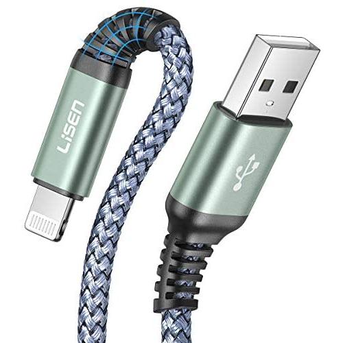 2-Pack iPhone Charger Cable, LISEN MFi Certified Lightning Cable (6ft / 1.8m), Nylon Braided USB Fast Charging Cord Compatible with iPhone 12 Pro Max/11 Pro/X/Xs Max/XR/8 Plus/7/6 Plus/SE, iPad, iPod