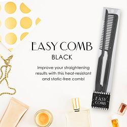 Herstyler Comb For Straightening Hair - Hair Styling Comb For Great Tresses - Flat Iron Comb With A Firm Grip - Straightening Comb For Knotty Hair - Flat Iron Heat Resistant Comb - Get wooed (Black)