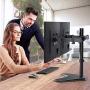 13-32 Dual Monitor Stand, Heavy-Duty Free Standing Two Arm Monitor Mount for Two 13 to 32 inch LCD Flat Curved with Swivel, Swivel and Tilt, 17.6lbs per Arm