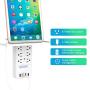 6 OUTLETS & 4 USB PORTS Surge Protector Wall Outlet, Just plug-in wall plug to power any smartphone including Phone and Android, lamps, laptops, hair dryer or other electronic.