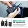 Movo WMX-20-DUO 48-Channel UHF Wireless Lavalier Microphone System with 1 Receiver, 2 Transmitters, and 2 Lapel Microphones Compatible with DSLR Cameras (330 ft Audio Range) Movo WMX-20-DUO 48-Channel UHF Wireless Lavalier Microphone System with 1 Receiver, 2 Transmitters, and 2 Lapel Microphones Compatible with DSLR Cameras (330 ft Audio Range)