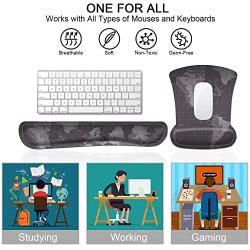 HOMKUMY Mouse Pad with Wrist Support and Keyboard Wrist Rest, Ergonomic Memory Foam Wrist Cushion Support with Non Slip Rubber Base Set for Computer, Laptop, Mac, Easy Typing & Pain Relief, World Map