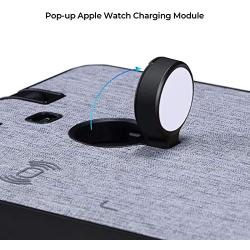 PITAKA 6-in-1 Wireless Charging Stand, Dual-Port Connector Wireless Charging Dock [Air Omni Lite] Crafted from Zinc Alloy and Grey Cloth, Wireless Charging Station for Multiple Devices - Grey