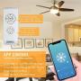 Smart WiFi Ceiling Fan Remote Control Kit Universal Small Size Receiver 12 Hours Countdown Timing 4 Speeds Compatible with Echo Alexa Google Assistant Replacement of Hampton Bay Harbor Breeze Hunter