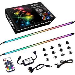 NEON RGB LED Strip Kit for PC, RGB LED Strip Light, Vibrant LED Computer Lights Multi Function RF Remote for Desktop PC Computer Tower, Come with Sata Power Cable and 12pcs Strong Magnetic Brackets