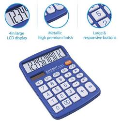 Desktop Calculator 12 Digit with Large LCD Display and Sensitive Button, Solar and Battery Dual Power, Standard Function for Office, Home, School, CD-2786 (Blue)